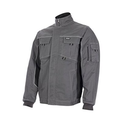 Juba Chaqueta multibolsillos 68% algodón, 30% poliéster y 2% elastano, 260 g/m², Gris con detalles negros SIZE: XXL Juba Chaqueta multibolsillos 68% algodón, 30% poliéster y 2% elastano, 260 g/m², Gris con detalles negros SIZE: XXL