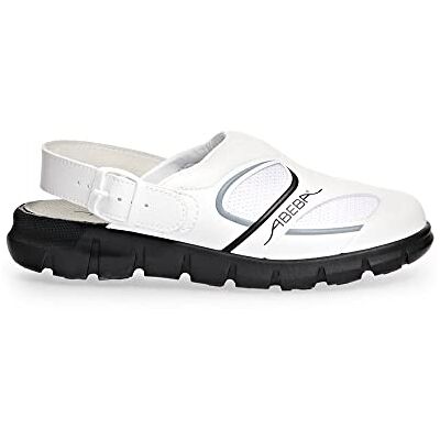 Abeba Zapatos de Trabajo (Microfibra A con Insertos Textiles, con Buen Agarre, Correas Ajustables en el talón, Aptos para Cocina, OB, A,E,FO SRC, HACCP) Blanco Blanco/Negro Talla:43 Abeba Zapatos de Trabajo (Microfibra A con Insertos Textiles, con Buen Agarre, Correas Ajustables en el talón, Aptos para Cocina, OB, A,E,FO SRC, HACCP) Blanco Blanco/Negro Talla:43