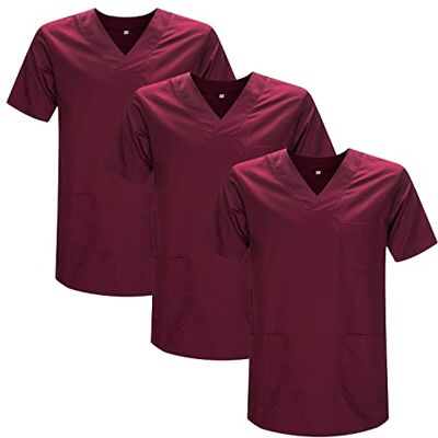 MISEMIYA Pack 3 Pcs Casaca Sanitario Unisex Uniformes Sanitarios Uniforme Sanitario Uniforme MEDICOS L, Granate 21 MISEMIYA Pack 3 Pcs Casaca Sanitario Unisex Uniformes Sanitarios Uniforme Sanitario Uniforme MEDICOS L, Granate 21