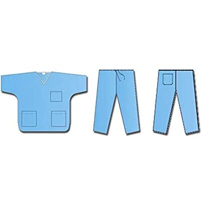 GIMA Mediberg Uniforme en Tela no Tejida SMS, Túnica Escote en V y 3 Bolsillos, con 1 Pantalón Tachino, Talla L, Azul Opaco, Desechable No Estéril, 50 Uniformes GIMA Mediberg Uniforme en Tela no Tejida SMS, Túnica Escote en V y 3 Bolsillos, con 1 Pantalón Tachino, Talla L, Azul Opaco, Desechable No Estéril, 50 Uniformes