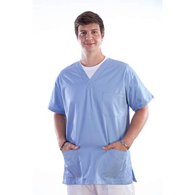 GIMA Túnica de algodón/poliéster, unisex, color blanco, para enfermeras, terapeutas, belleza, cuidado de la salud, uñas, spa saloon, XL, azul, 1 GIMA Túnica de algodón/poliéster, unisex, color blanco, para enfermeras, terapeutas, belleza, cuidado de la salud, uñas, spa saloon, XL, azul, 1