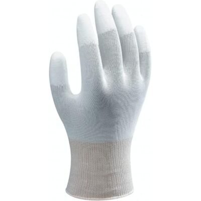 SHOWA B0605, Mechanische und industrielle Schutzhandschuhe, für saubere Arbeitsumgebungen, Fingerspitzen mit Polyurethan beschichtet, Weiß, 10 Paar, Größe Medium SHOWA B0605, Mechanische und industrielle Schutzhandschuhe, für saubere Arbeitsumgebungen, Fingerspitzen mit Polyurethan beschichtet, Weiß, 10 Paar, Größe Medium