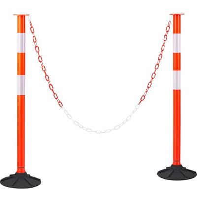 VEVOR Juego de 2 Postes de Tráfico 871 mm Bolardo de Tráfico con Base con Peso y Cadena Poste de Señalización con Tiras Reflectantes para Aparcamiento, Estadios Deportivos, Lugares de Exhibición VEVOR Juego de 2 Postes de Tráfico 871 mm Bolardo de Tráfico con Base con Peso y Cadena Poste de Señalización con Tiras Reflectantes para Aparcamiento, Estadios Deportivos, Lugares de Exhibición