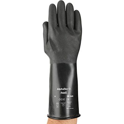 Ansell Alphatec 38-560 Guantes para Químicos, Máxima Química Protección para Trabajos Pesados, Diseño Flexible y Cómodo, Guantes Reutilizables, Sin Látex, Talla M (10 Pares) Ansell Alphatec 38-560 Guantes para Químicos, Máxima Química Protección para Trabajos Pesados, Diseño Flexible y Cómodo, Guantes Reutilizables, Sin Látex, Talla M (10 Pares)