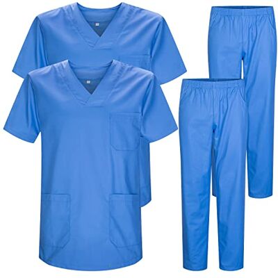 MISEMIYA Pack * 2 Pcs Casaca Y PANTALÓN Sanitarios Unisex Uniformes Sanitarios MÉDICOS 2-817-8312 XXL, Celestes 22 MISEMIYA Pack * 2 Pcs Casaca Y PANTALÓN Sanitarios Unisex Uniformes Sanitarios MÉDICOS 2-817-8312 XXL, Celestes 22