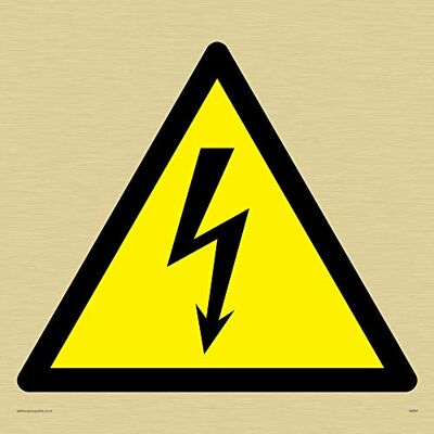 Viking signos eléctrica señal de advertencia símbolo plástico rígido y, dorado, 400 mm H x 400 mm W Viking signos eléctrica señal de advertencia símbolo plástico rígido y, dorado, 400 mm H x 400 mm W