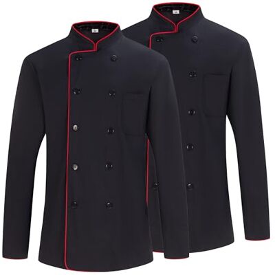 MISEMIYA Pack 2 Unidades Chaqueta Cocinero Hombre Chaqueta de Chef Hombre Uniforme Hosteleria - Ref.842 S, Chaquetas Cocinero 842B Negro MISEMIYA Pack 2 Unidades Chaqueta Cocinero Hombre Chaqueta de Chef Hombre Uniforme Hosteleria - Ref.842 S, Chaquetas Cocinero 842B Negro