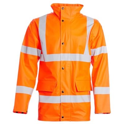 Blackrock Chaqueta Lluvia Hi Vis Naranja, PU, Impermeable, Reflectante Alta Visibilidad, Certificada EN 6XL Blackrock Chaqueta Lluvia Hi Vis Naranja, PU, Impermeable, Reflectante Alta Visibilidad, Certificada EN 6XL
