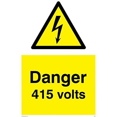 Viking signos we83-a4p-1 m señal de "Peligro 415 voltios, 1 mm, de plástico semirrígido 300 mm H x 300 mm W Viking signos we83-a4p-1 m señal de "Peligro 415 voltios, 1 mm, de plástico semirrígido 300 mm H x 300 mm W