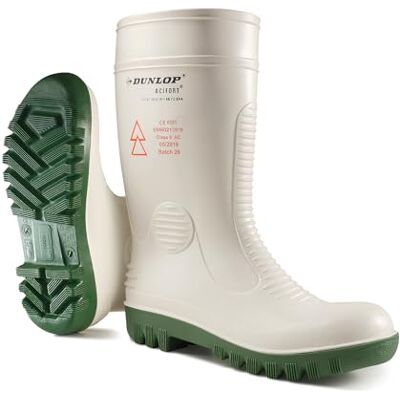 Dunlop Acifort Safety – Alta Tensión – Blanco y Verde – Certificado EN 50321 Clase 0 – PVC/Nitrilo – 100% Impermeable – Talla 46 Dunlop Acifort Safety – Alta Tensión – Blanco y Verde – Certificado EN 50321 Clase 0 – PVC/Nitrilo – 100% Impermeable – Talla 46