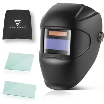 STAHLWERK Casco de Soldadura automático Rookie – Casco de Soldador Robusto, Pantalla de Soldadura, máscara de Soldadura con Filtro de oscurecimiento automático DIN 3 a DIN 11, Clase óptica 1/1/1/2 STAHLWERK Casco de Soldadura automático Rookie – Casco de Soldador Robusto, Pantalla de Soldadura, máscara de Soldadura con Filtro de oscurecimiento automático DIN 3 a DIN 11, Clase óptica 1/1/1/2