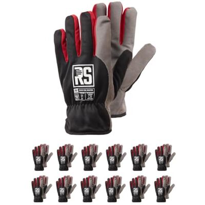 RS Synth Tec Guantes de Montaje aislados para Invierno, Guantes de Cuero sintético/Talla 08, 12 Pares/Negro Gris/Guantes de Trabajo, Guantes de Cuero, Guantes Protectores/Terminado con un puño RS Synth Tec Guantes de Montaje aislados para Invierno, Guantes de Cuero sintético/Talla 08, 12 Pares/Negro Gris/Guantes de Trabajo, Guantes de Cuero, Guantes Protectores/Terminado con un puño