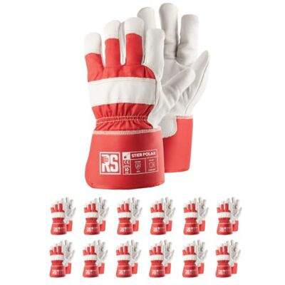 RS Harmon STIER POLAR Guantes de montaje de piel de vacuno y punto de algodón/talla 10, 12 pares/rojo blanco/guantes de montaje/guantes de trabajo/cuero/guantes de cuero guantes de protección RS Harmon STIER POLAR Guantes de montaje de piel de vacuno y punto de algodón/talla 10, 12 pares/rojo blanco/guantes de montaje/guantes de trabajo/cuero/guantes de cuero guantes de protección