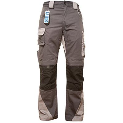 Jah Pantalones cargo (5 unidades, poliéster/algodón, talla 46), color gris y negro Jah Pantalones cargo (5 unidades, poliéster/algodón, talla 46), color gris y negro
