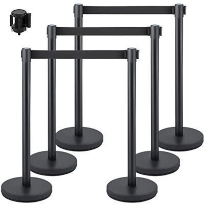 VEVOR Postes Separadores 6 piezas Altura 90 cm Negros Poste Separador con Cinta Extensible de 2 m Negra Conexión de 4 Vías Diámetro de Base 32 cm Postes de Barrera de Control de Multitudes Retráctiles VEVOR Postes Separadores 6 piezas Altura 90 cm Negros Poste Separador con Cinta Extensible de 2 m Negra Conexión de 4 Vías Diámetro de Base 32 cm Postes de Barrera de Control de Multitudes Retráctiles