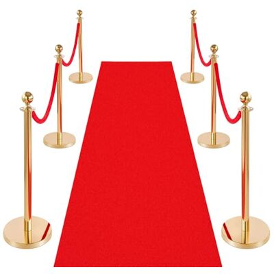 VEVOR Poste Guía de Barrera 6 Piezas con 4 Cuerdas de Terciopelo Rojas, Barrera de Marcado de Control de Multitudes con Base, para Cola de Separación de Demarcación en Teatro Hotel Exposición, Dorado VEVOR Poste Guía de Barrera 6 Piezas con 4 Cuerdas de Terciopelo Rojas, Barrera de Marcado de Control de Multitudes con Base, para Cola de Separación de Demarcación en Teatro Hotel Exposición, Dorado