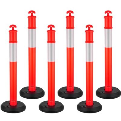 VEVOR Postes de Tráfico 6 Piezas Bolardo de Tráfico 1140 mm con Base Rellenable y Banda Reflectante Postes de Barrera para Estacionamiento, Garajes, Estadios Deportivos, Lugares de Exhibición, Rojo VEVOR Postes de Tráfico 6 Piezas Bolardo de Tráfico 1140 mm con Base Rellenable y Banda Reflectante Postes de Barrera para Estacionamiento, Garajes, Estadios Deportivos, Lugares de Exhibición, Rojo