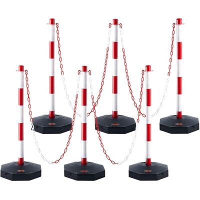 VEVOR Poste de Tráfico 6 Piezas Poste Límite con Base Rellenable Cono de Tráfico de Altura Ajustable Cadena Larga 2 m para Control de Tráfico Sitio de Construcción Estacionamiento, Rojo y Blanco VEVOR Poste de Tráfico 6 Piezas Poste Límite con Base Rellenable Cono de Tráfico de Altura Ajustable Cadena Larga 2 m para Control de Tráfico Sitio de Construcción Estacionamiento, Rojo y Blanco