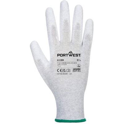 Portwest Guante Antiestático Con La Palma Cubierta Con Pu, Tamaño: XL, Color: Gris, Portwest Guante Antiestático Con La Palma Cubierta Con Pu, Tamaño: XL, Color: Gris,