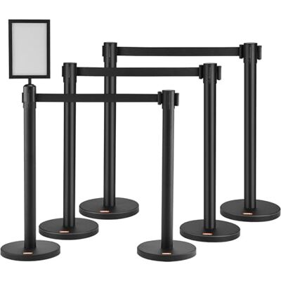VEVOR Poste Guía 8 Piezas 93 cm Barrera de Marcado para Control de Multitudes con Cinturón Retráctil 200 cm Poste de Acero al Carbono para Separación de Cola en Públicas Teatro Hotel Exposición, Negro VEVOR Poste Guía 8 Piezas 93 cm Barrera de Marcado para Control de Multitudes con Cinturón Retráctil 200 cm Poste de Acero al Carbono para Separación de Cola en Públicas Teatro Hotel Exposición, Negro