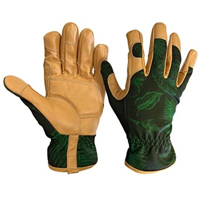 Guantes de Jardinería de Cuero con Impresión Botánica - Guantes de Jardín Guantes de Jardinería de Cuero con Impresión Botánica - Guantes de Jardín