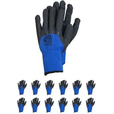 RS Safe TEC Guantes de montaje aislados para invierno con revestimiento de nitrilo negro rugoso/Talla 10, 12 pares/Negro Azul/Guantes de trabajo Guantes protectores/Posee una inserción acrílica RS Safe TEC Guantes de montaje aislados para invierno con revestimiento de nitrilo negro rugoso/Talla 10, 12 pares/Negro Azul/Guantes de trabajo Guantes protectores/Posee una inserción acrílica