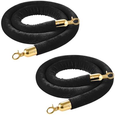 VEVOR Cuerdas de Terciopelo Negras para Postes 2 Piezas Longitud de 1,5 m, Cuerda de Barrera con Ganchos Dorados para Control de Multitudes, Barrera Separadora para Eventos, Cines, Hoteles, Fiestas VEVOR Cuerdas de Terciopelo Negras para Postes 2 Piezas Longitud de 1,5 m, Cuerda de Barrera con Ganchos Dorados para Control de Multitudes, Barrera Separadora para Eventos, Cines, Hoteles, Fiestas