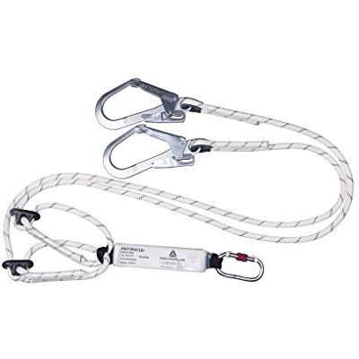 Deltaplus Delta Plus AN218R2CDD Amortiguador de cinta doble ajustable 1,5 a 2 m, 2 AM022 + 1 AM002, color blanco/negro, 5 unidades Deltaplus Delta Plus AN218R2CDD Amortiguador de cinta doble ajustable 1,5 a 2 m, 2 AM022 + 1 AM002, color blanco/negro, 5 unidades