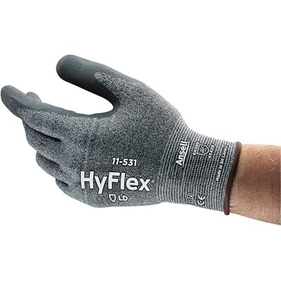 Ansell Hyflex 11-531VP Guantes de Trabajo de Seguridad, Protección Mecánica, Talla 9 (L), Gris (1 Par) Ansell Hyflex 11-531VP Guantes de Trabajo de Seguridad, Protección Mecánica, Talla 9 (L), Gris (1 Par)