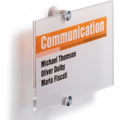 Durable Identificador para puertas CRYSTAL SIGN A5 horizontal, con incrustación de papel de aluminio imprimible, transparente Durable Identificador para puertas CRYSTAL SIGN A5 horizontal, con incrustación de papel de aluminio imprimible, transparente