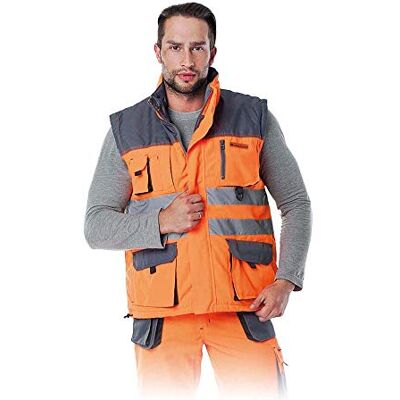 LEBER & HOLLMAN Leber&Hollman Chaleco de protección forrado (talla XXL), color naranja, gris y negro LEBER & HOLLMAN Leber&Hollman Chaleco de protección forrado (talla XXL), color naranja, gris y negro