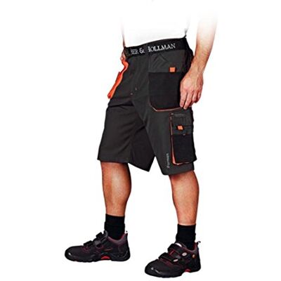 REIS Leber&Hollman Pantalones de protección, Cortos, Color Azul Acero, Negro y Naranja, Talla S REIS Leber&Hollman Pantalones de protección, Cortos, Color Azul Acero, Negro y Naranja, Talla S
