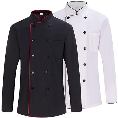 MISEMIYA Pack 2 Unidades Chaqueta Cocinero Hombre Chaqueta de Chef Hombre Uniforme Hosteleria - Ref.842 S, Mixto MISEMIYA Pack 2 Unidades Chaqueta Cocinero Hombre Chaqueta de Chef Hombre Uniforme Hosteleria - Ref.842 S, Mixto