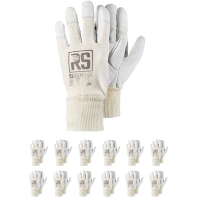 RS 10 Guantes de Montaje de Piel de Cabra Reforzada/Talla 10, 12 Pares/Blanco/Guantes de Montaje/Guantes de Trabajo de Cuero para Hombre y Mujer Guantes de Cuero Resistentes Guantes de RS 10 Guantes de Montaje de Piel de Cabra Reforzada/Talla 10, 12 Pares/Blanco/Guantes de Montaje/Guantes de Trabajo de Cuero para Hombre y Mujer Guantes de Cuero Resistentes Guantes de