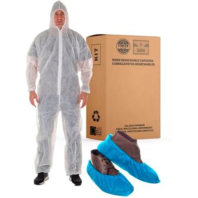 XARA Mono Desechable Blanco de TNT con Capucha Talla XL Pack 5 Buzo Blanco Desechable Protección contra Suciedad y Partículas Cómodo y Transpirable 100% Reciclable XARA Mono Desechable Blanco de TNT con Capucha Talla XL Pack 5 Buzo Blanco Desechable Protección contra Suciedad y Partículas Cómodo y Transpirable 100% Reciclable