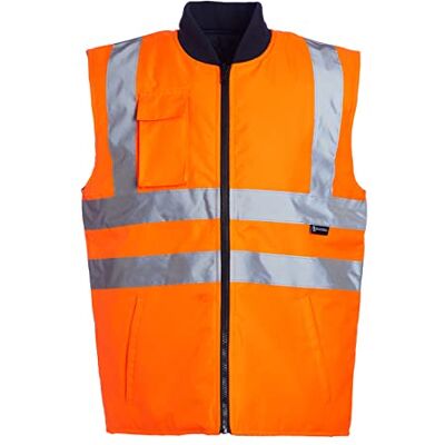 Blackrock Chaleco acolchado reversible Hi Vis Naranja/Azul Marino, forro acolchado, chaleco de trabajo cálido para hombres y mujeres, chaleco reflectante ecuestre, ropa de seguridad y protección Blackrock Chaleco acolchado reversible Hi Vis Naranja/Azul Marino, forro acolchado, chaleco de trabajo cálido para hombres y mujeres, chaleco reflectante ecuestre, ropa de seguridad y protección