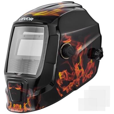 VEVOR Casco de Soldadura con Oscurecimiento Automático Solar, con 2 Sensores de Arco, de Tono DIN 4/9-13, para Soldadura TIG, MIG y Arco, Amolado, Patrón de Llama Amarillo, 350 x 260 x 220 mm VEVOR Casco de Soldadura con Oscurecimiento Automático Solar, con 2 Sensores de Arco, de Tono DIN 4/9-13, para Soldadura TIG, MIG y Arco, Amolado, Patrón de Llama Amarillo, 350 x 260 x 220 mm