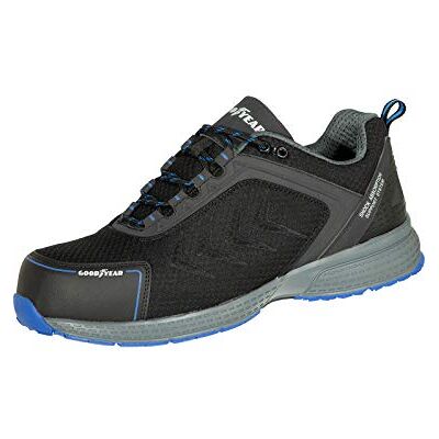 Goodyear Zapato de seguridad para hombre, sin metal, resistente al agua, ligero, compuesto de puntera flexible, entresuela para entrenamiento, S3/SRC/HRO, negro, talla 41-46 Goodyear Zapato de seguridad para hombre, sin metal, resistente al agua, ligero, compuesto de puntera flexible, entresuela para entrenamiento, S3/SRC/HRO, negro, talla 41-46