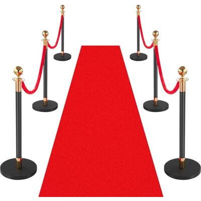 VEVOR Poste Guía de Barrera 6 Piezas con 4 Cuerdas de Terciopelo y Alfombra Roja, Barrera de Marcado de Control de Multitudes con Base, para Cola de Separación de Demarcación en Teatro Exposición VEVOR Poste Guía de Barrera 6 Piezas con 4 Cuerdas de Terciopelo y Alfombra Roja, Barrera de Marcado de Control de Multitudes con Base, para Cola de Separación de Demarcación en Teatro Exposición