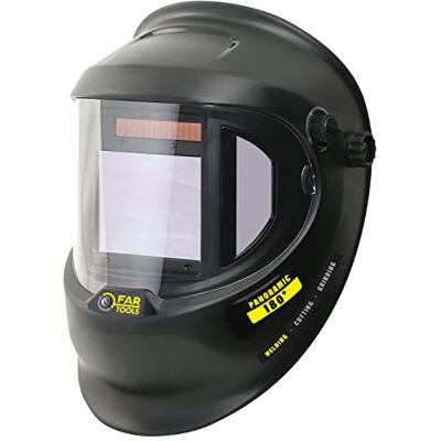 Fartools Máscara de soldadura con visión panorámica de 180° cómoda con diadema de 4 puntos y acolchado para la cabeza trasera, DIN13 60 x 110 mm + 1 visera de repuesto, oscurecimiento en menos de Fartools Máscara de soldadura con visión panorámica de 180° cómoda con diadema de 4 puntos y acolchado para la cabeza trasera, DIN13 60 x 110 mm + 1 visera de repuesto, oscurecimiento en menos de