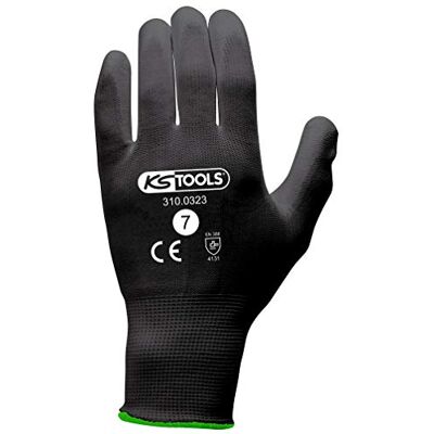 KS Tools Guantes de microfibra, color negro, T.7, 12 pares KS Tools Guantes de microfibra, color negro, T.7, 12 pares