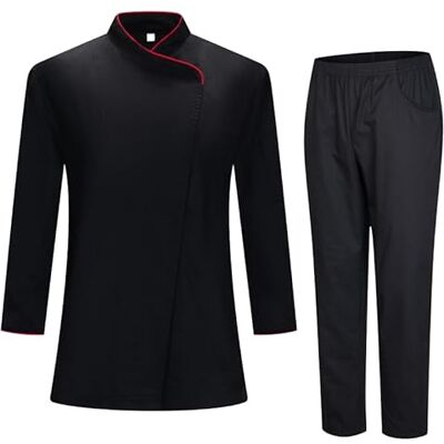 MISEMIYA Chaqueta y PANTALÓN Chef para Mujer Chaqueta de Chef Mujer Uniforme Hosteleria 731-8312 XXL, Negro MISEMIYA Chaqueta y PANTALÓN Chef para Mujer Chaqueta de Chef Mujer Uniforme Hosteleria 731-8312 XXL, Negro