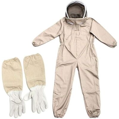 Fransande Mono de apicultor para apicultores, traje de apicultor profesional, traje protector para apicultura completo para el cuerpo, traje para abeja ventilada con elástico, guantes de piel, Fransande Mono de apicultor para apicultores, traje de apicultor profesional, traje protector para apicultura completo para el cuerpo, traje para abeja ventilada con elástico, guantes de piel,