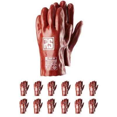 RS PVC 27 guantes de protección químicos hechos de PVC/tamaño 10, 12 pares/marrón/químico y microbiológico guantes/guantes de trabajo/resistente a ácidos, álcalis ácidos y guantes de aceite RS PVC 27 guantes de protección químicos hechos de PVC/tamaño 10, 12 pares/marrón/químico y microbiológico guantes/guantes de trabajo/resistente a ácidos, álcalis ácidos y guantes de aceite