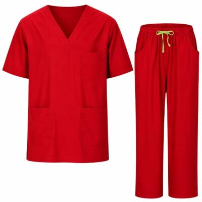 MISEMIYA Uniforme Sanitario Unisex Elástico para Enfermería y Medicina 1689-7835 XS Rojo MISEMIYA Uniforme Sanitario Unisex Elástico para Enfermería y Medicina 1689-7835 XS Rojo