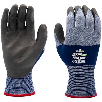 SHOWA MFT PRO 264, Mechanical and Industrial Protective Gloves, Polyurethane Palm Coating, Ultra-lightweight, Breathable, Blue, 12 Pairs, Size Medium SHOWA MFT PRO 264, Mechanical and Industrial Protective Gloves, Polyurethane Palm Coating, Ultra-lightweight, Breathable, Blue, 12 Pairs, Size Medium