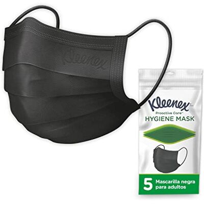Kleenex Proactive Care Mascarilla Higiénica Adulto Negra, 5 x 18, 90 unidades Kleenex Proactive Care Mascarilla Higiénica Adulto Negra, 5 x 18, 90 unidades