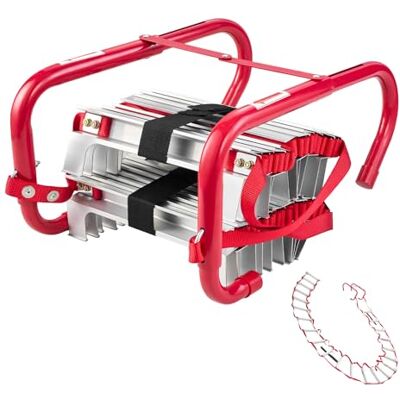 VEVOR Escalera de Incendios Retráctil de Emergencia de 3 Pisos y 7,6 m, Ligera, de Aleación de Aluminio, con Correa de Poliéster, Peldaño Antideslizante y Peldaños Anchos, Carga Máxima de 453 kg VEVOR Escalera de Incendios Retráctil de Emergencia de 3 Pisos y 7,6 m, Ligera, de Aleación de Aluminio, con Correa de Poliéster, Peldaño Antideslizante y Peldaños Anchos, Carga Máxima de 453 kg