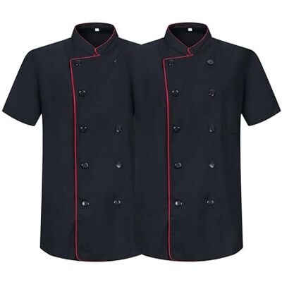 MISEMIYA Pack 2 Unidades-Chaqueta Cocinero Hombre KZ-2-8421B, Negro 21, XL MISEMIYA Pack 2 Unidades-Chaqueta Cocinero Hombre KZ-2-8421B, Negro 21, XL