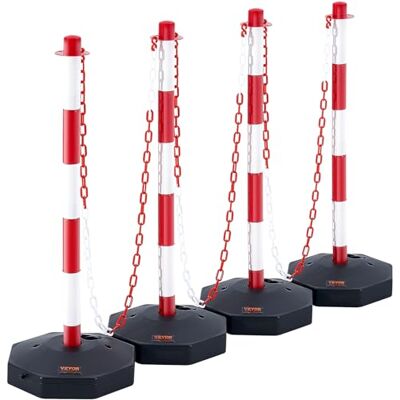 VEVOR Barrera de Aparcamiento 4 Pieza Cadena 10M Poste de Tráfico Base 28 x 28 cm Blanco y Rojo Bolardo de Aparcamiento Llenar con Agua o Arena en Base para más Estabilidad VEVOR Barrera de Aparcamiento 4 Pieza Cadena 10M Poste de Tráfico Base 28 x 28 cm Blanco y Rojo Bolardo de Aparcamiento Llenar con Agua o Arena en Base para más Estabilidad